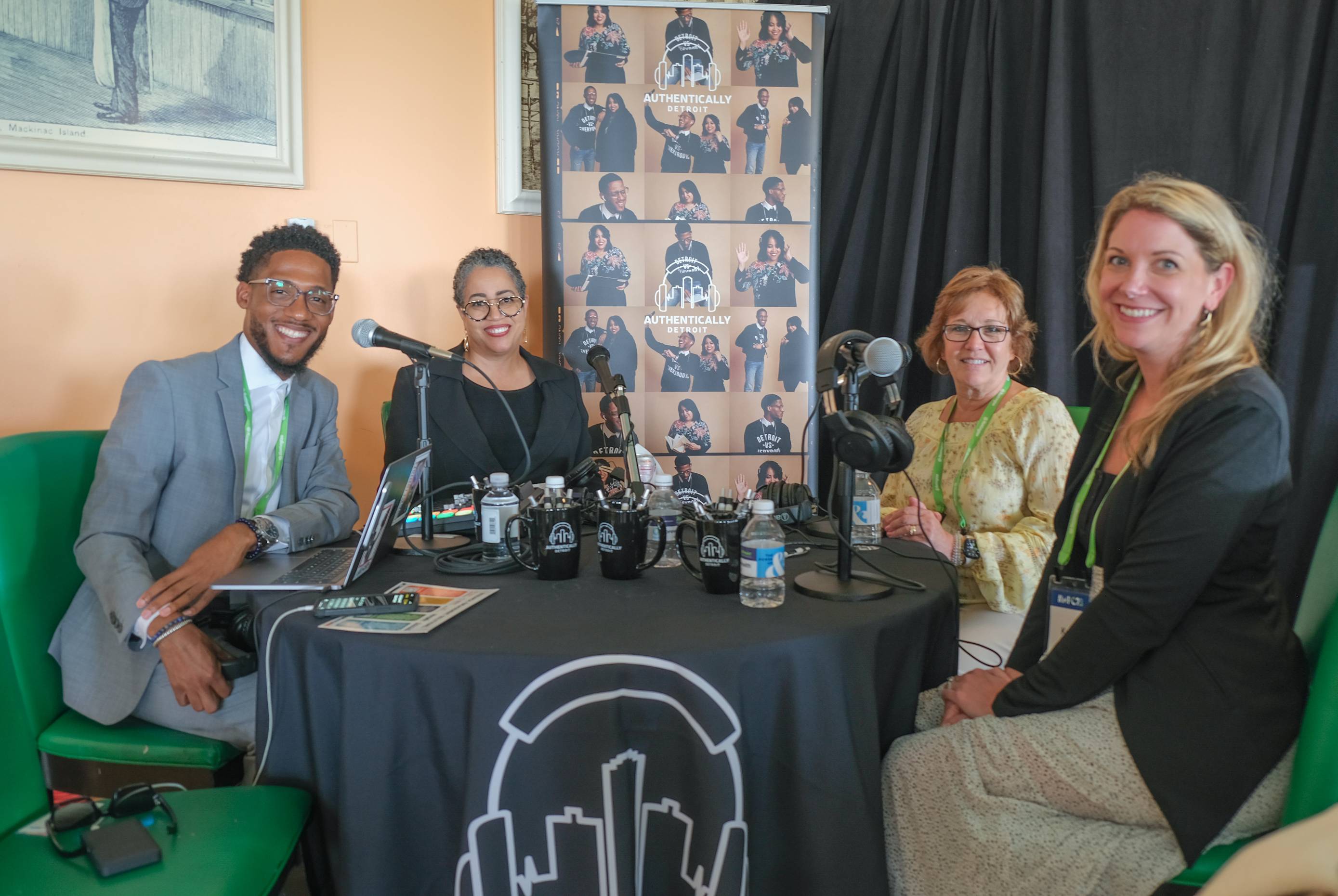 People producing a podcast